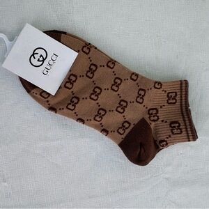 Gucci Beige and Dark Brown GG Ankle Socks